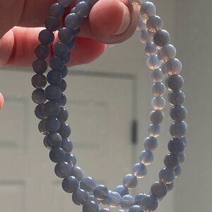Blue Opal Bead Bracelet 5.2mm Dainty Stretch Minimalist